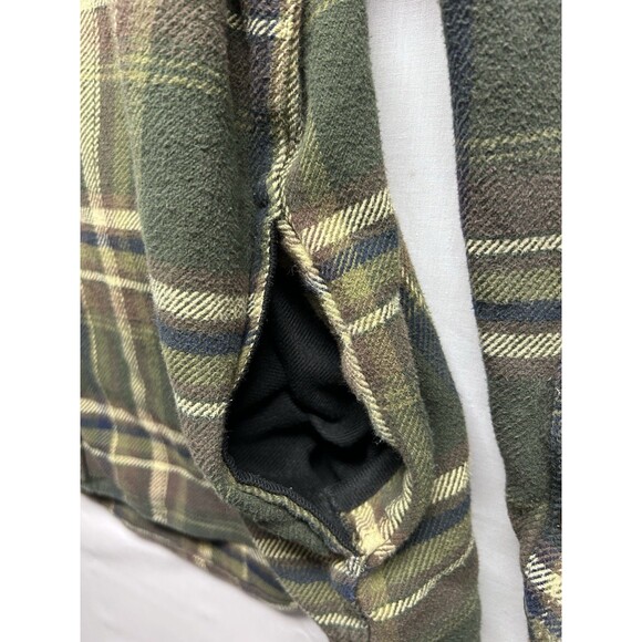 Orvis Flannel Shirt Jacket Mens XXL Olive Green Plaid Shacket W/Pockets - Picture 2 of 9